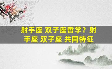 射手座 双子座哲学？射手座 双子座 共同特征